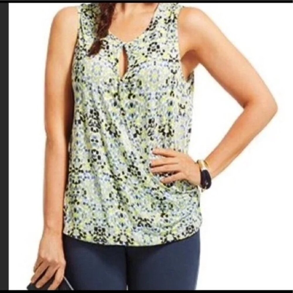 CABI Mosaic Crossover Sleeveless Top Multicolor Print Sz XS #257 EUC